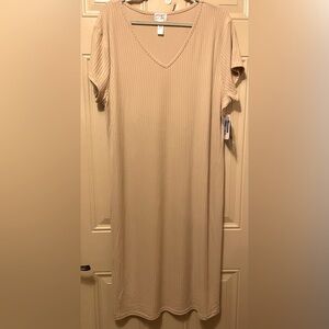 Just Be Rib Knit V Neck Midi Dress Irish Cream Color Size 3X